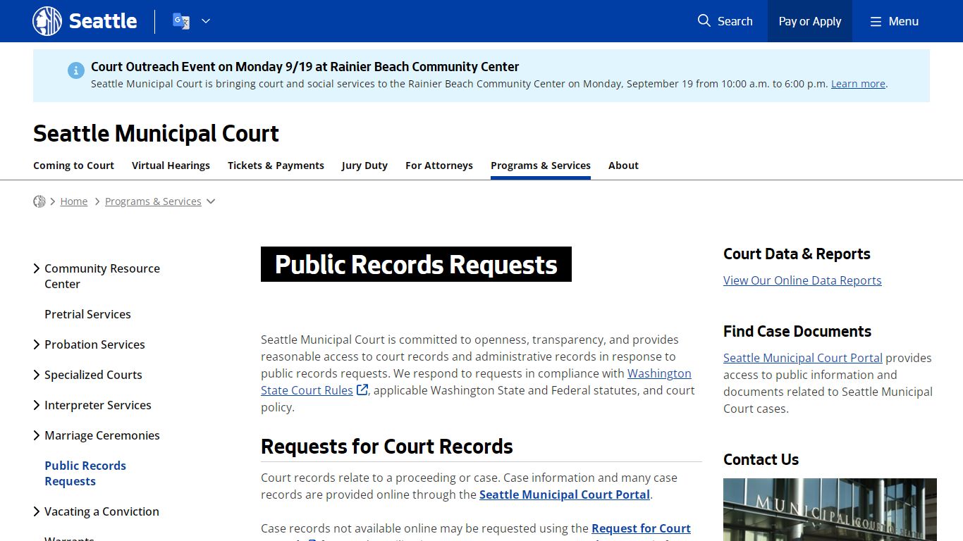 Public Records Requests - Courts | seattle.gov